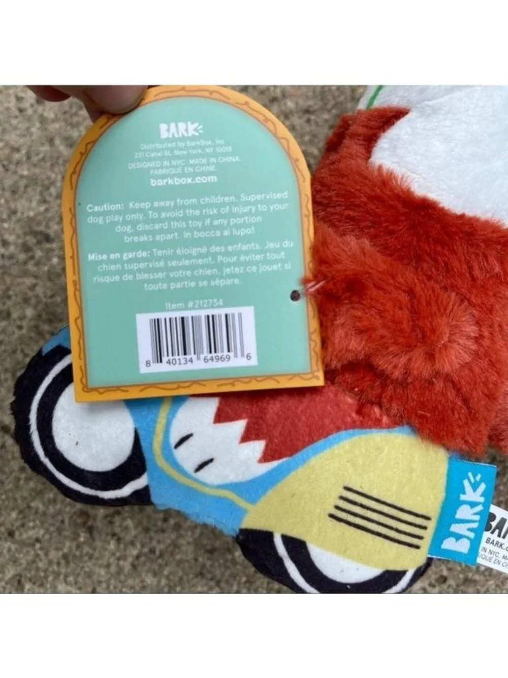 Bark Dog Toy Squirrel on Vespa Crinkle Squeaky Plush Medium Sized Pup Gift New